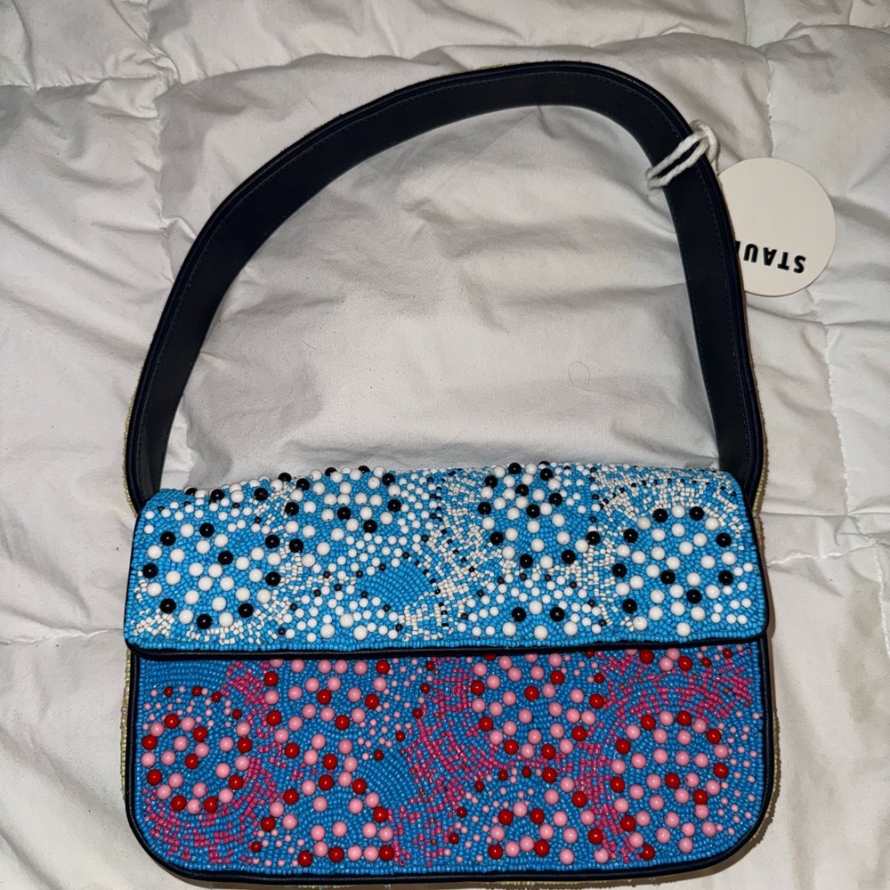 STAUD TOMMY BAG - Blue and Pink Shoulder Bag with Design